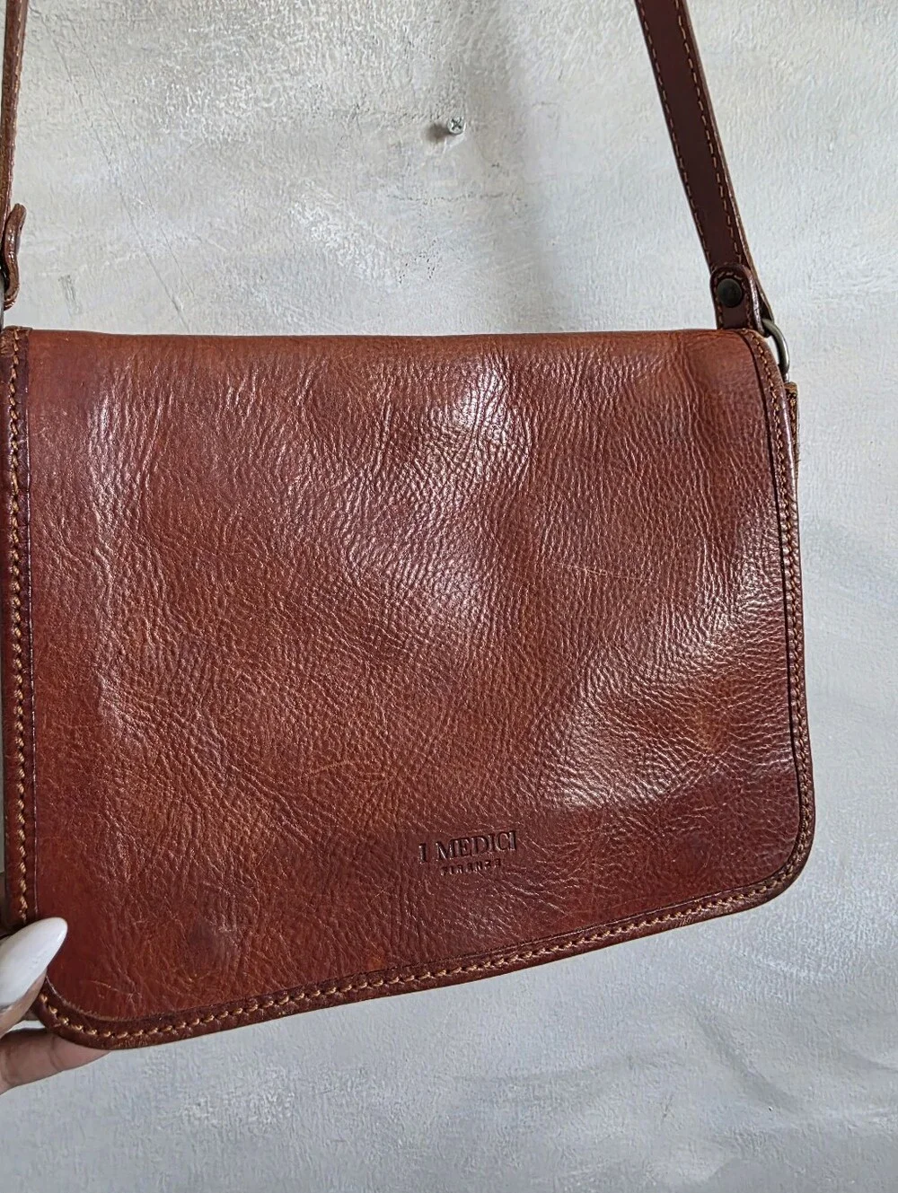 I Medici Asti Small Messenger Bag Leather Made In Italy Crossbody 10x8x3